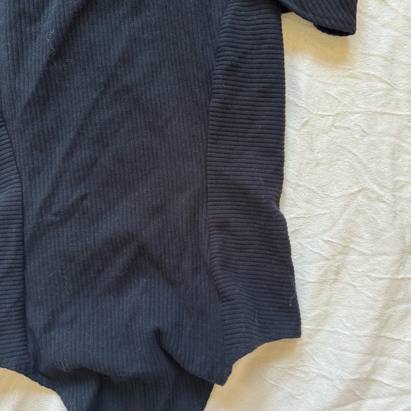 Black Ribbed Bodysuit with Attached Shrug - Picture 5 of 7